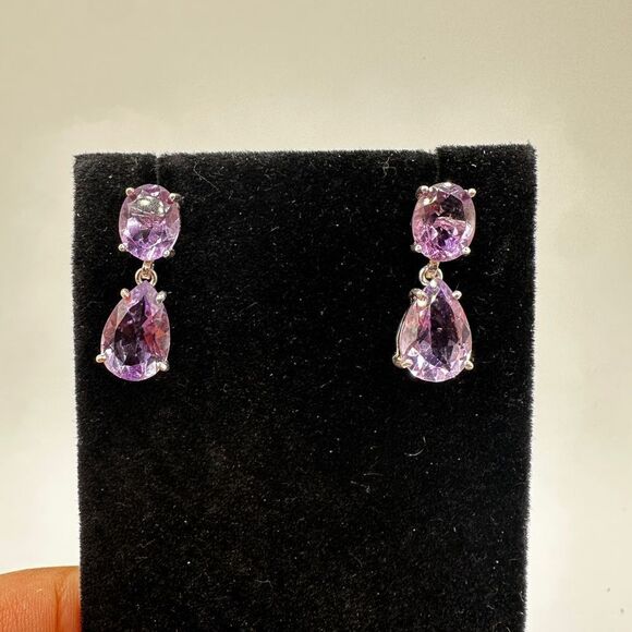 NWOT Stunning Faceted Amethyst dangle earrings set in sterling silver! - Picture 13 of 16